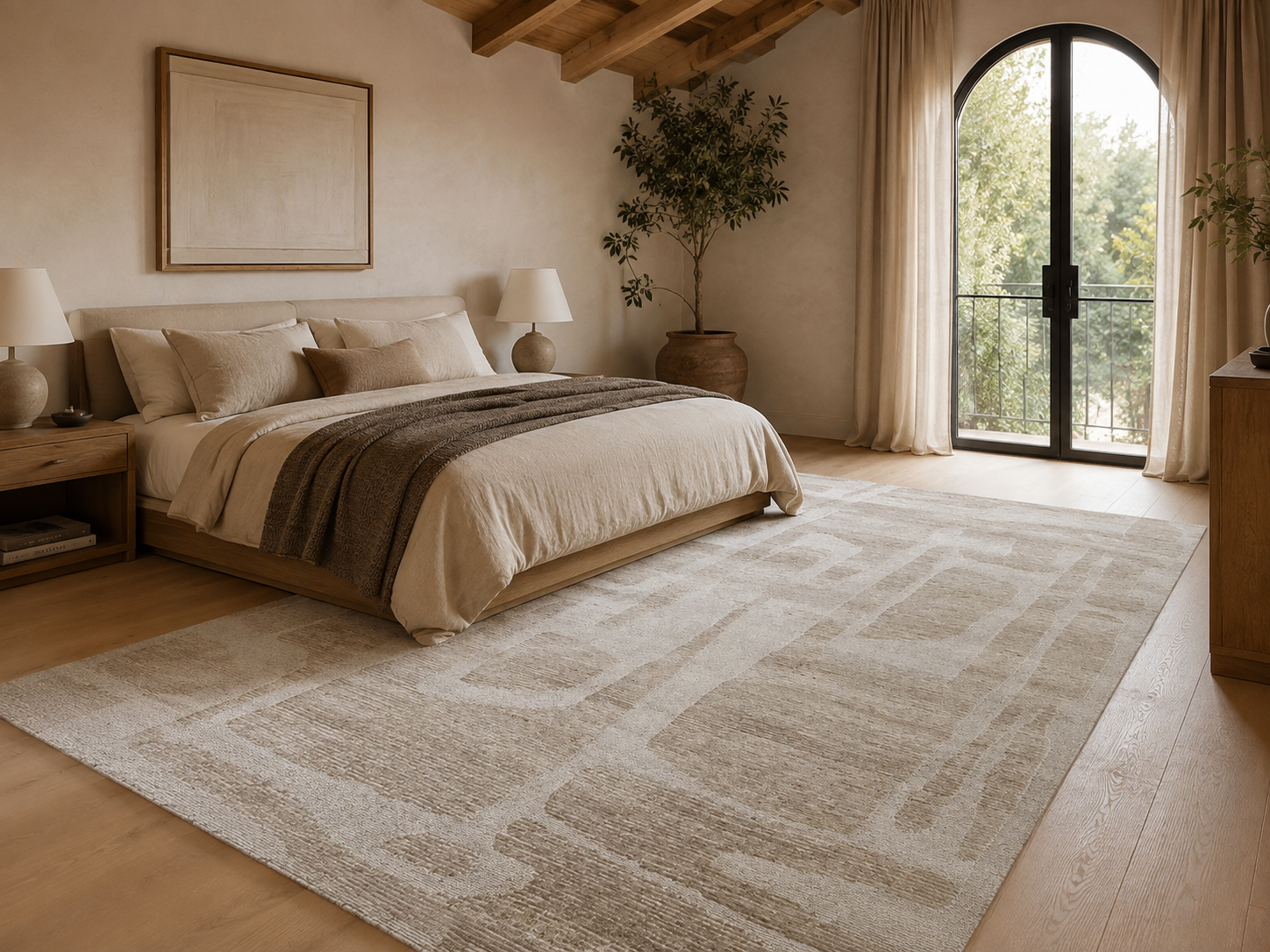 Rug in a beautifully styled bedroom interior